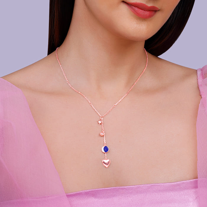 Rose Gold Dripping Hearts Necklace