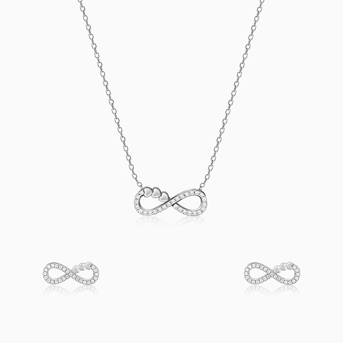 Silver Infinity Heart Set