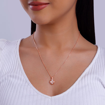 Rose Gold Floral Dreams Pendant With Link Chain