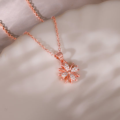 Rose Gold Floral Dreams Pendant With Link Chain