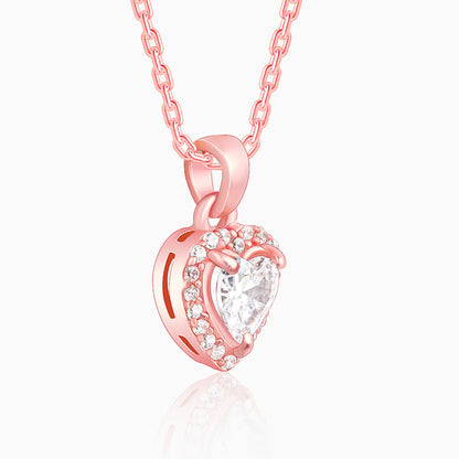 Rose Gold Studded Heart Pendant with Link Chain