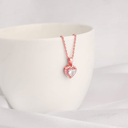 Rose Gold Studded Heart Pendant with Link Chain