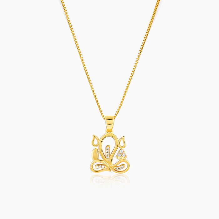 Golden Gleaming Ganesha Pendant With Link Chain For Him