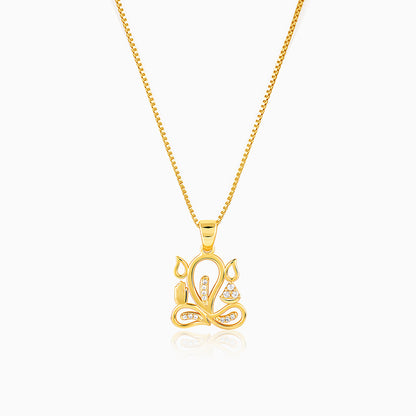 Golden Gleaming Ganesha Pendant With Link Chain For Him