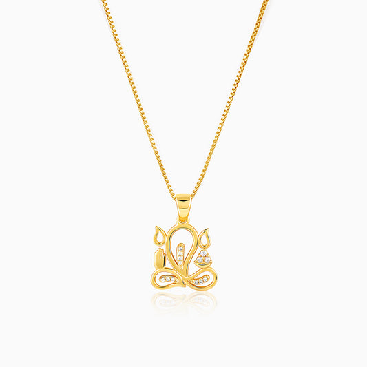 Golden Gleaming Ganesha Pendant With Link Chain For Him
