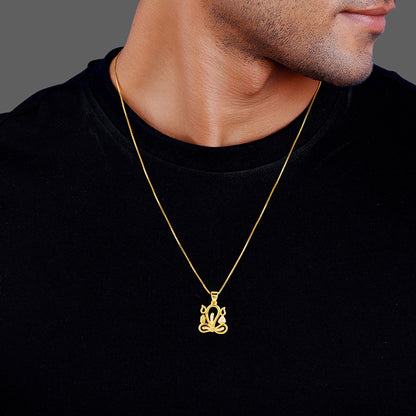 Golden Gleaming Ganesha Pendant With Link Chain For Him