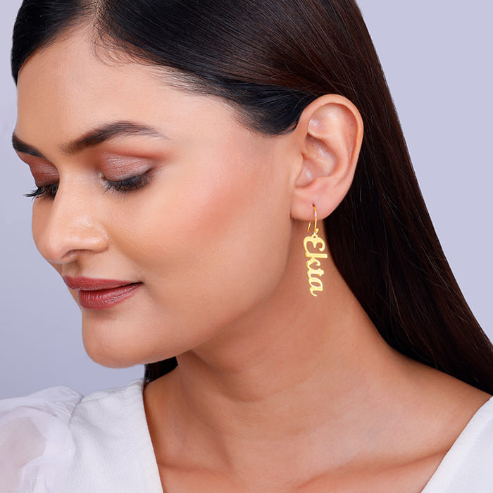 Personalised gold shop hoop earrings