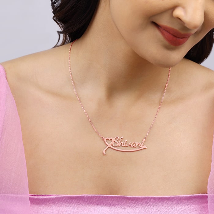 Rose gold name necklace cheap sale