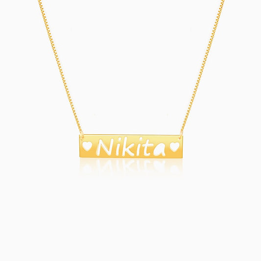 Golden Personalised Name Engraved with Love Necklace