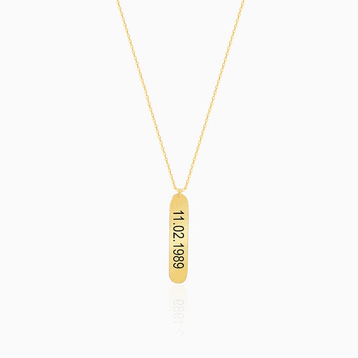 Personalised BANANA Font Heart Shape Name Necklace Solid Gold