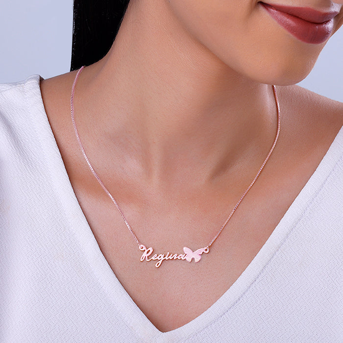 Rose Gold Personalised Butterfly Pendant