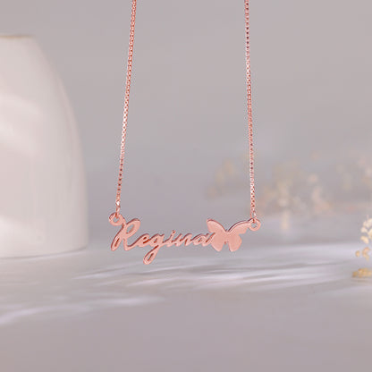 Rose Gold Personalised Butterfly Pendant