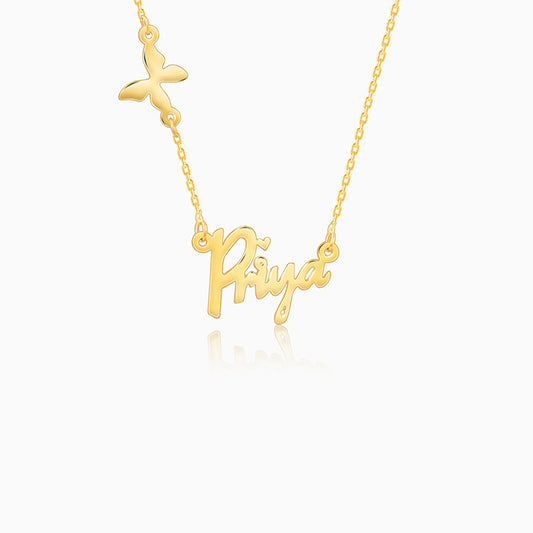 Golden Personalised Pretty Butterfly Necklace