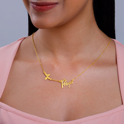 Golden Personalised Pretty Butterfly Necklace