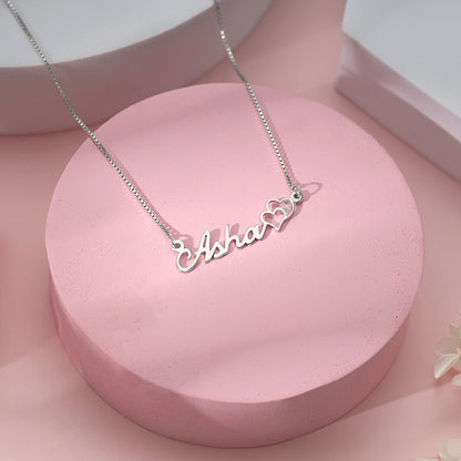 Silver Personalised Dual Heart Necklace