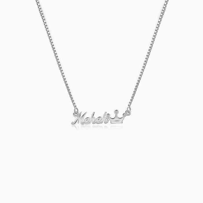 Silver Personalised Queen Necklace