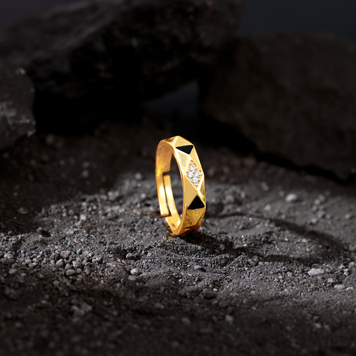 Golden Tri-Facet Ring For Him