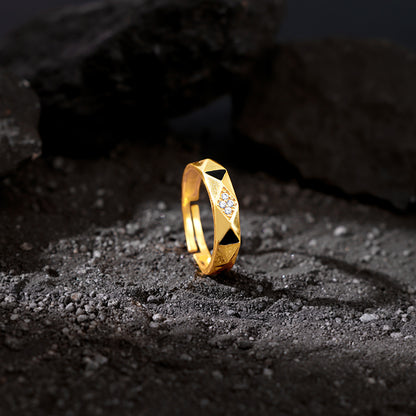 Golden Tri-Facet Ring For Him