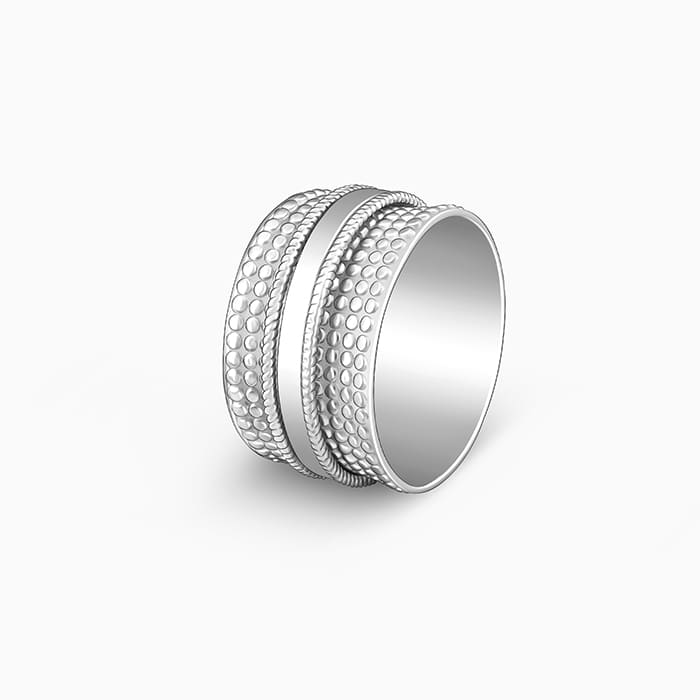 Silver Multi Pattern Ring