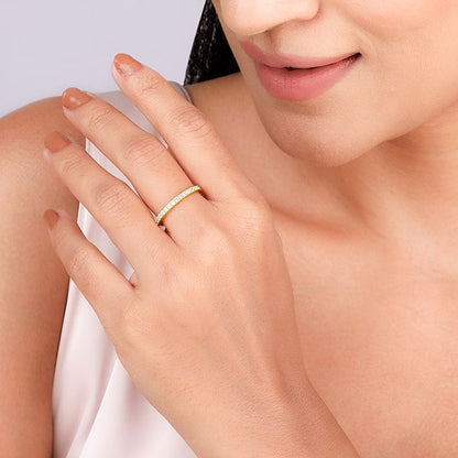 Golden Minimal Zirconia Ring