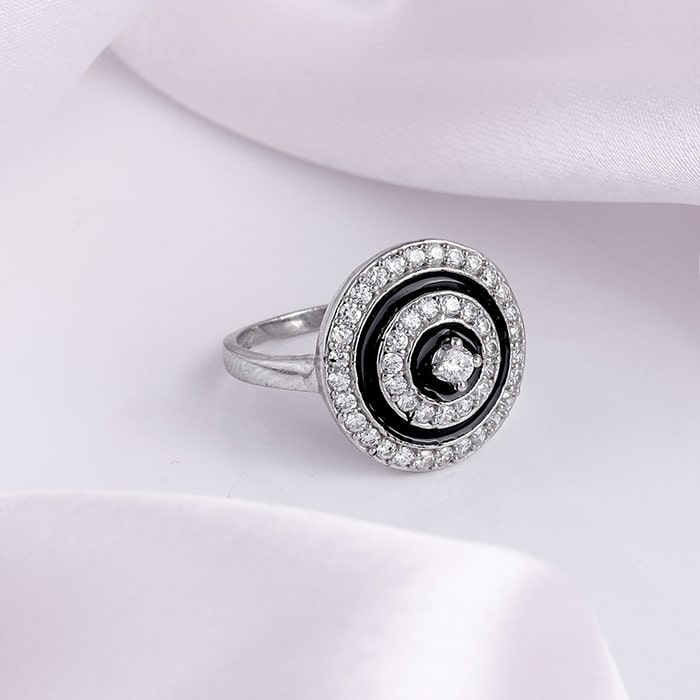 Silver Midnight Halo Ring