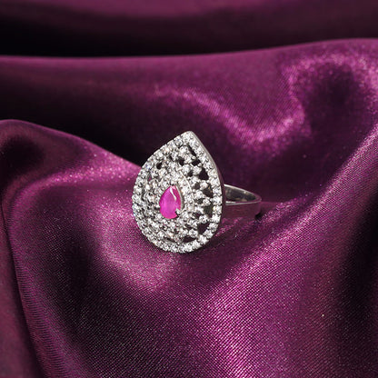 Silver Opulent Teardrop Ring