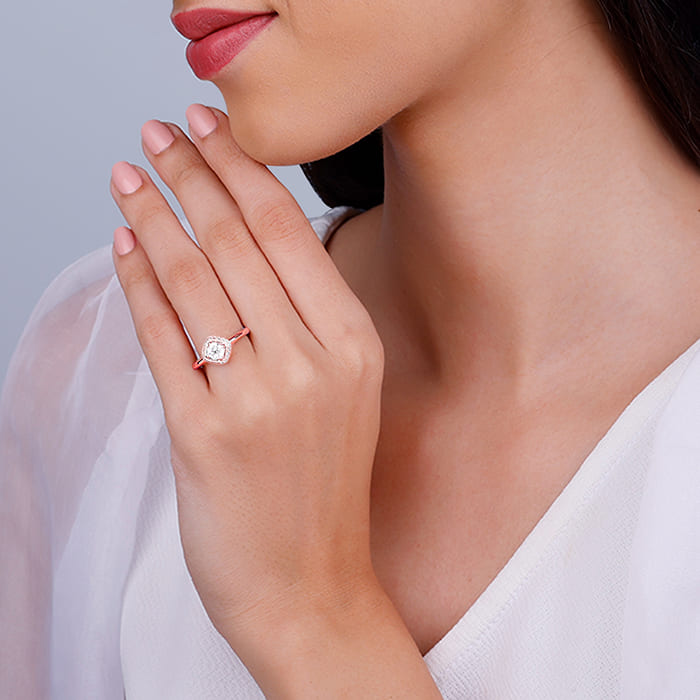 Rose Gold Rhombus Radiance Ring