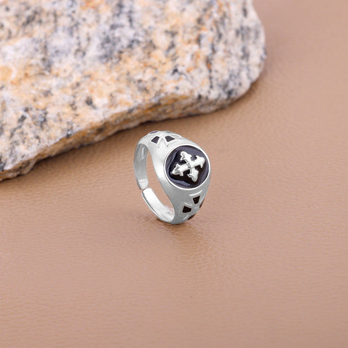 Wrapped in Christ's Love Adjustable Cross Ring [Sterling Silver] by Stephen  David Leonard