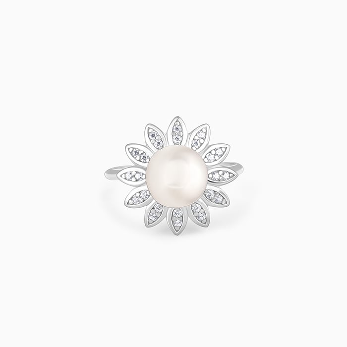 Silver Pearly Bloom Ring