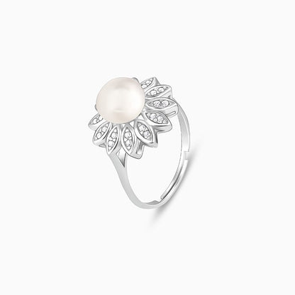 Silver Pearly Bloom Ring