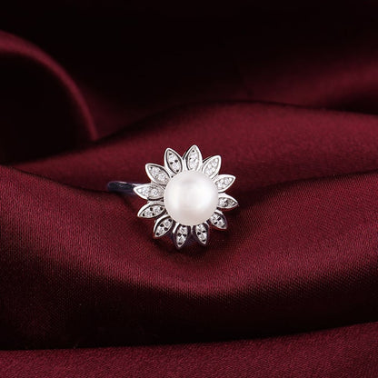 Silver Pearly Bloom Ring