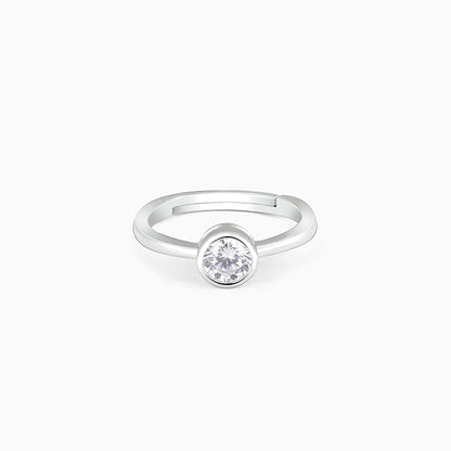 Silver Zircon Classic Circular Ring