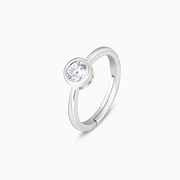 Silver Zircon Classic Circular Ring