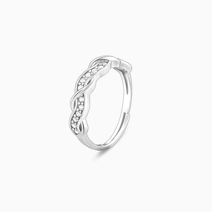 Silver Zircon Winding Wave Ring