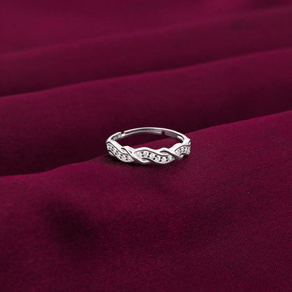 Silver Zircon Winding Wave Ring