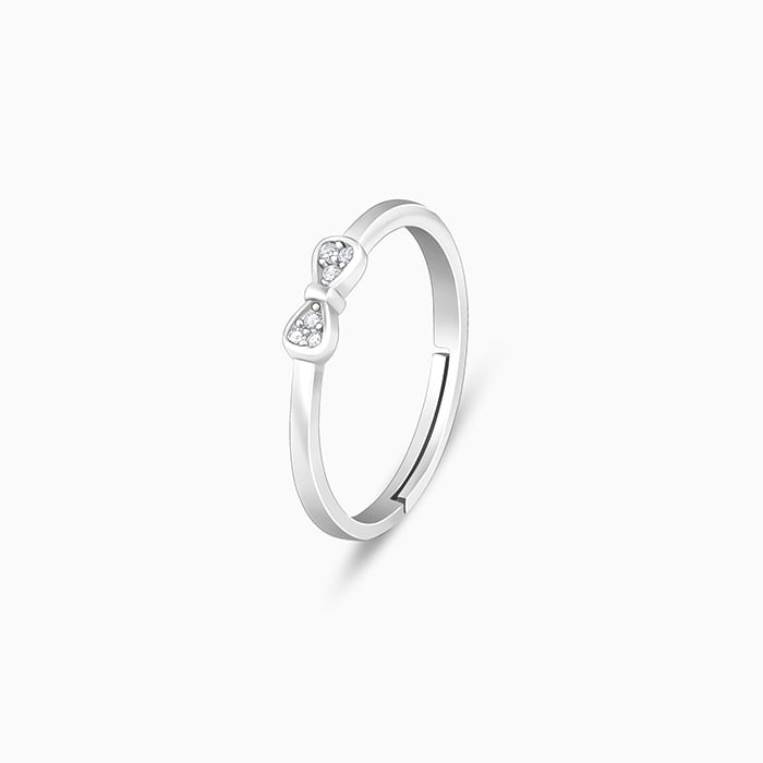 Silver Zircon Bow Beauty Ring