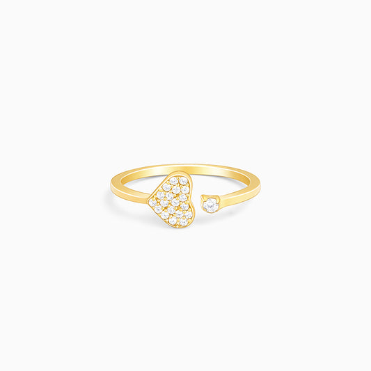 Golden Open Heartbeat Ring