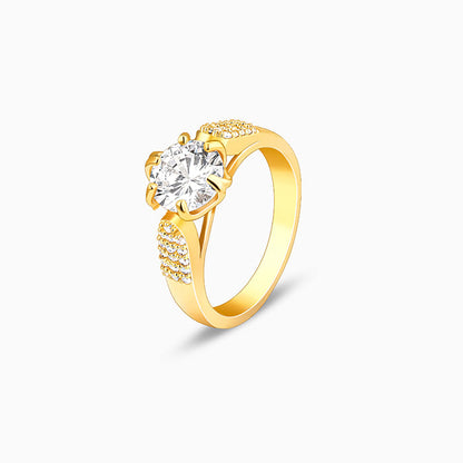 Golden Solitaire Beauty Ring