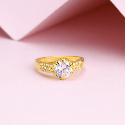 Golden Solitaire Beauty Ring