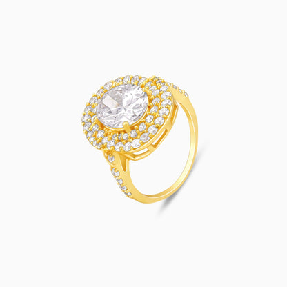 Golden Oval Solitaire Ring