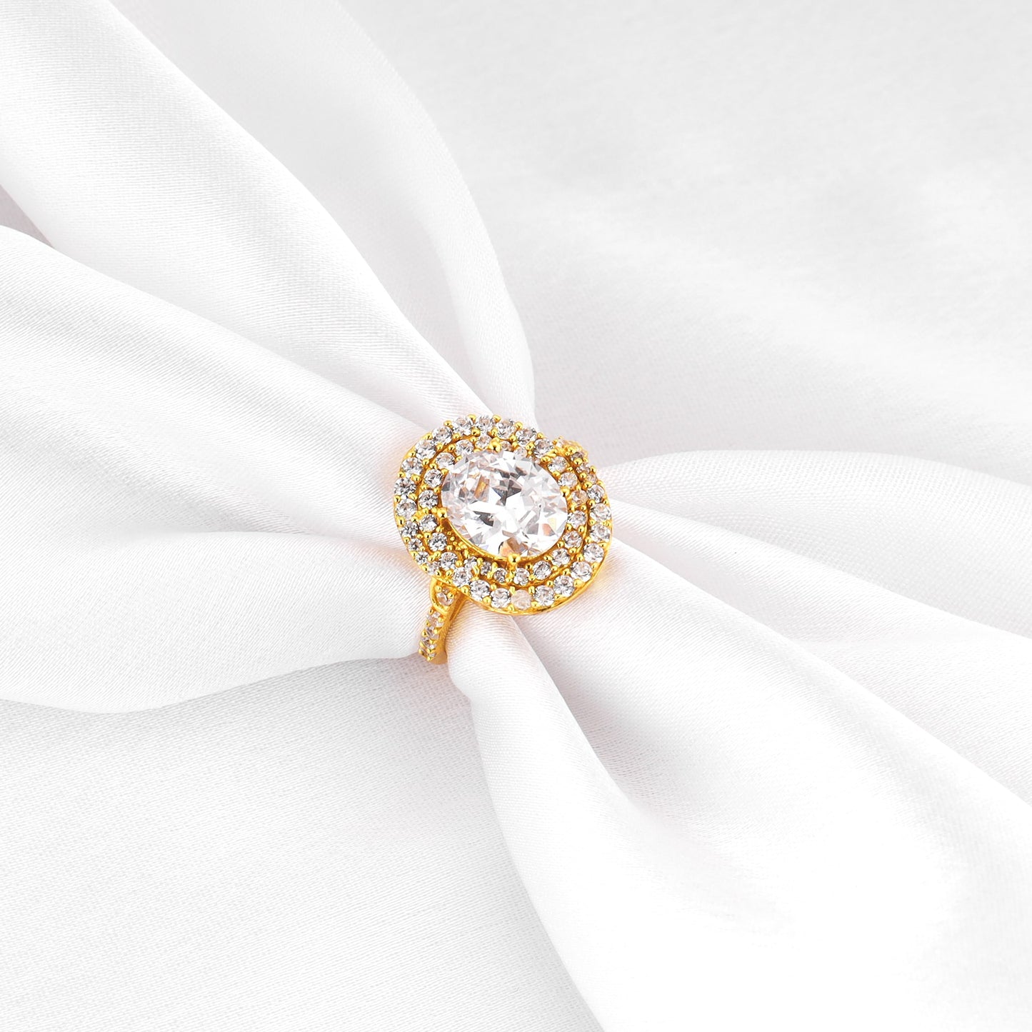 Golden Oval Solitaire Ring