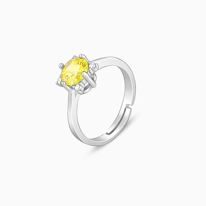 Silver Amber Bloom Ring