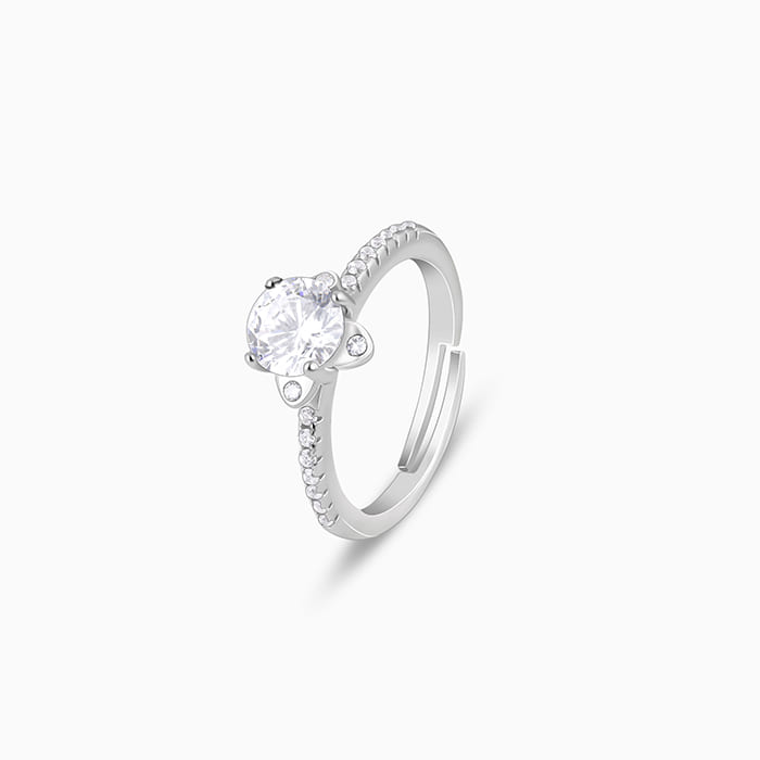 Silver Zircon Arabesque Ring