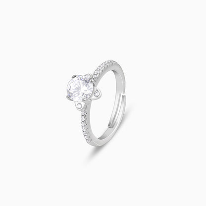 Silver Zircon Arabesque Ring