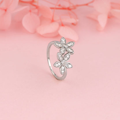 Silver Love's Flower Ring