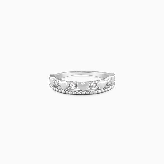 Silver Parading Hearts Ring