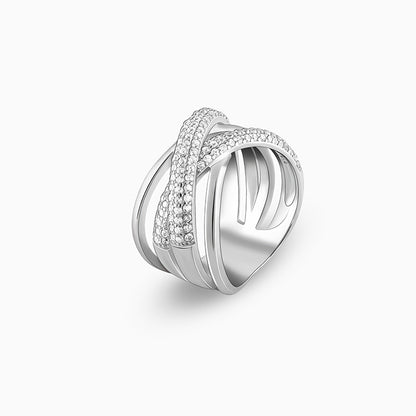 Silver Zircon Weave Ring