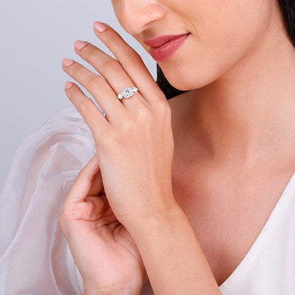 Round Stoned Silver Open Ring