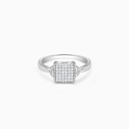 Silver Zircon Square Ring For Him