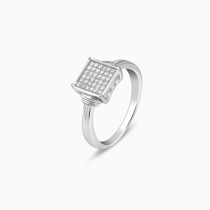 Silver Zircon Square Ring For Him